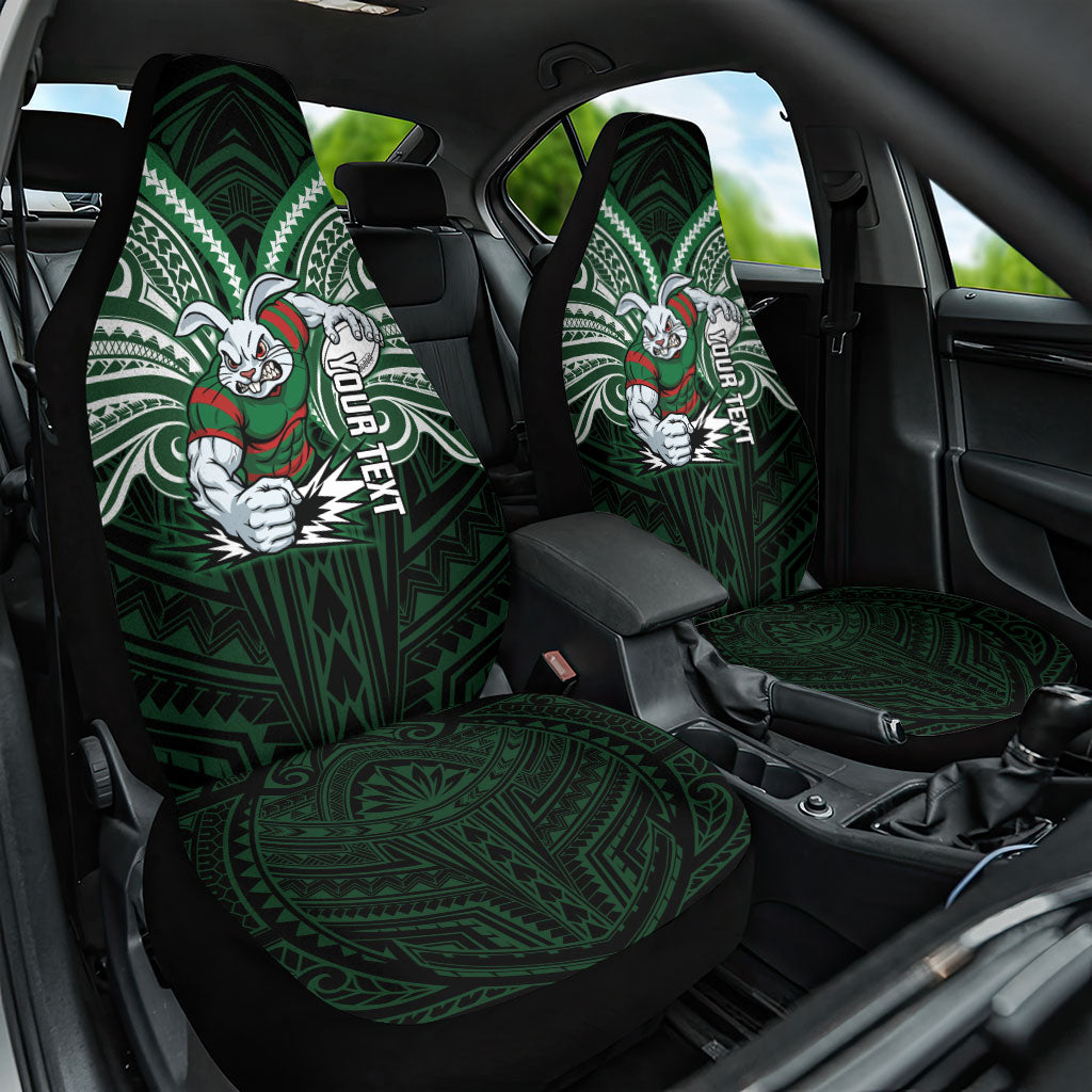 Custom South Sydney Rabbitohs Rugby Car Seat Cover Rabbit Warrior Polynesia Islander Rugby Mascot
