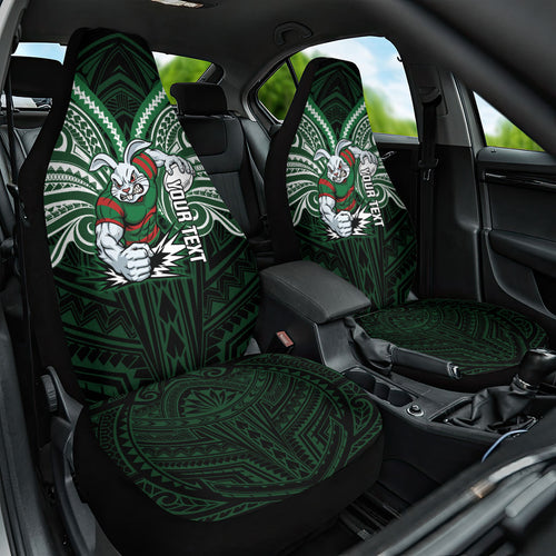 Custom South Sydney Rabbitohs Rugby Car Seat Cover Rabbit Warrior Polynesia Islander Rugby Mascot