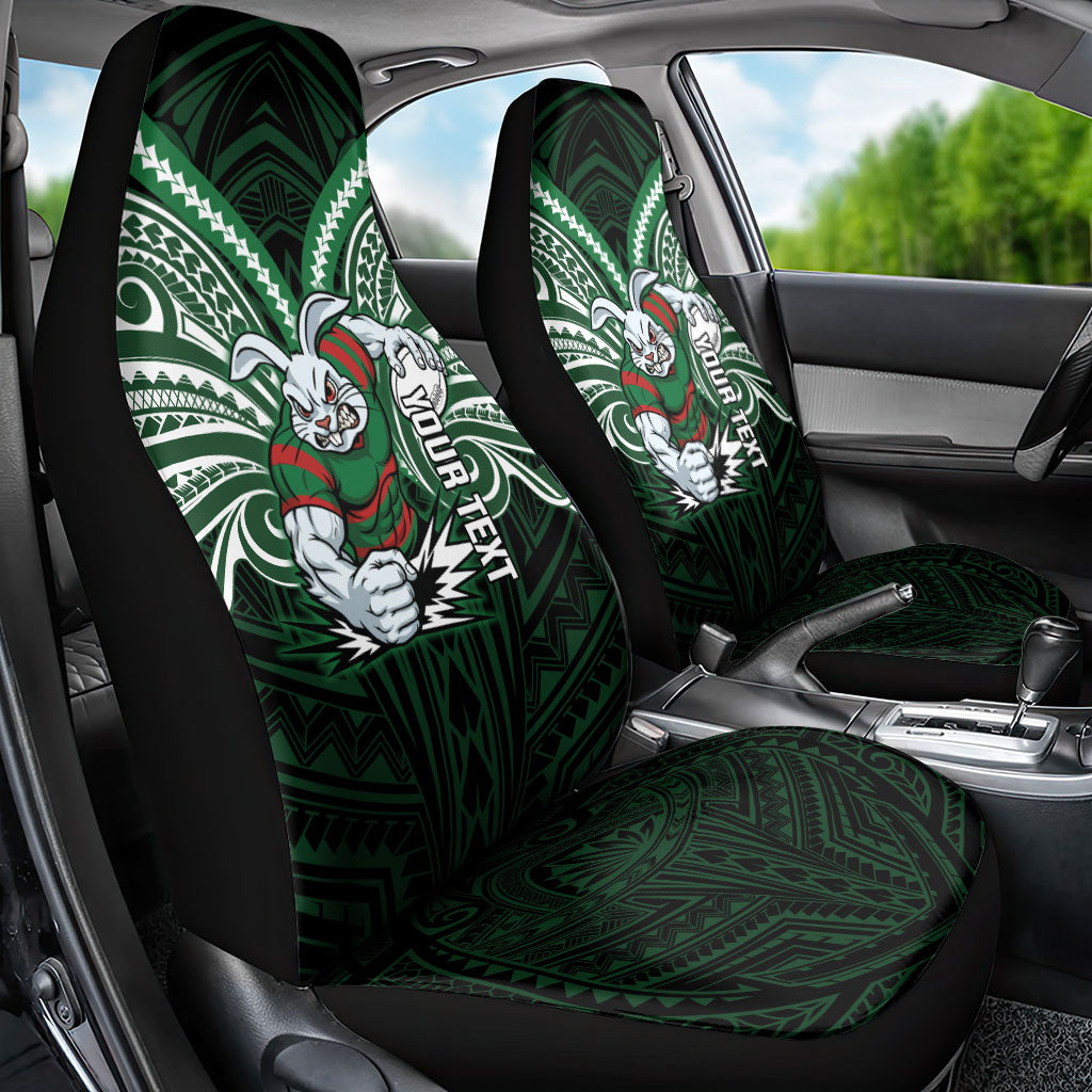 Custom South Sydney Rabbitohs Rugby Car Seat Cover Rabbit Warrior Polynesia Islander Rugby Mascot