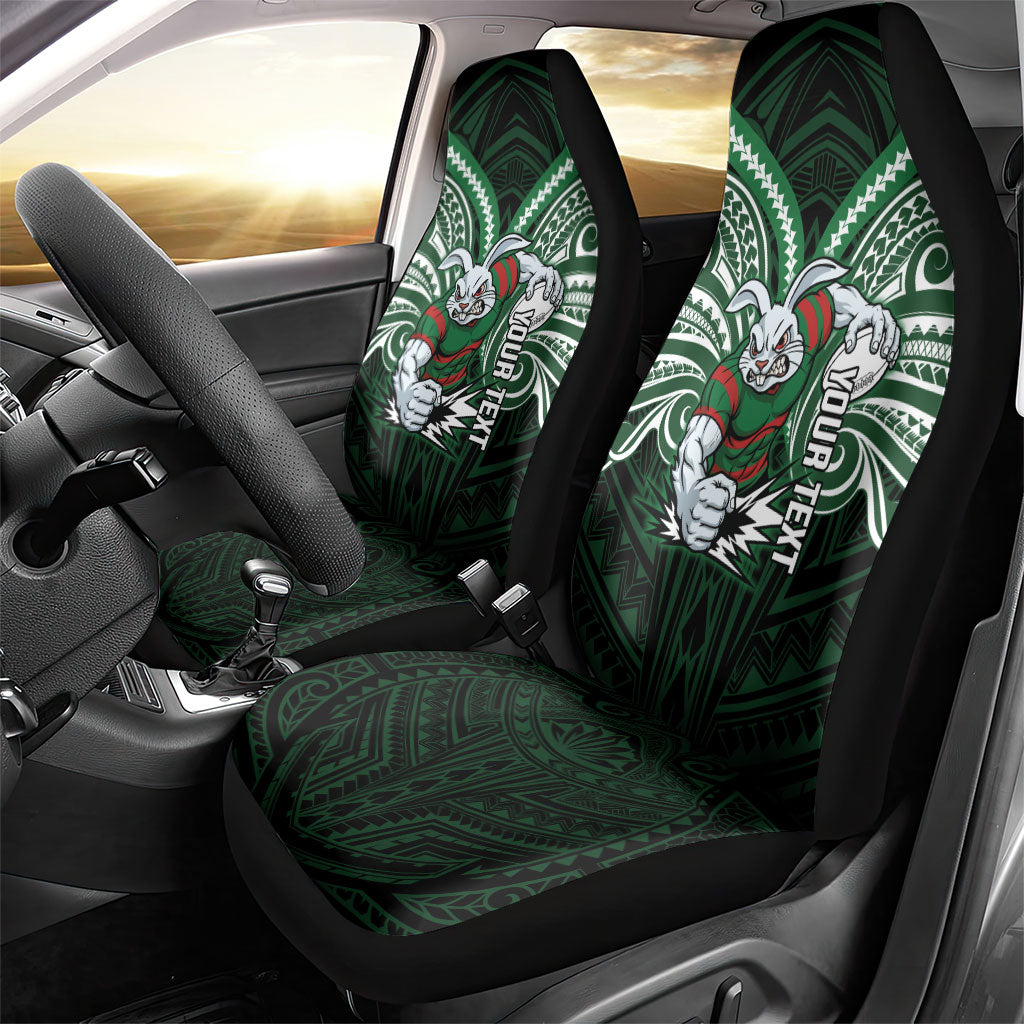 Custom South Sydney Rabbitohs Rugby Car Seat Cover Rabbit Warrior Polynesia Islander Rugby Mascot