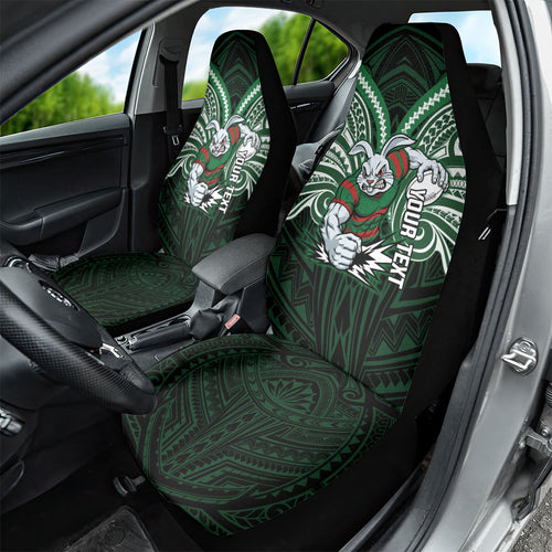Custom South Sydney Rabbitohs Rugby Car Seat Cover Rabbit Warrior Polynesia Islander Rugby Mascot