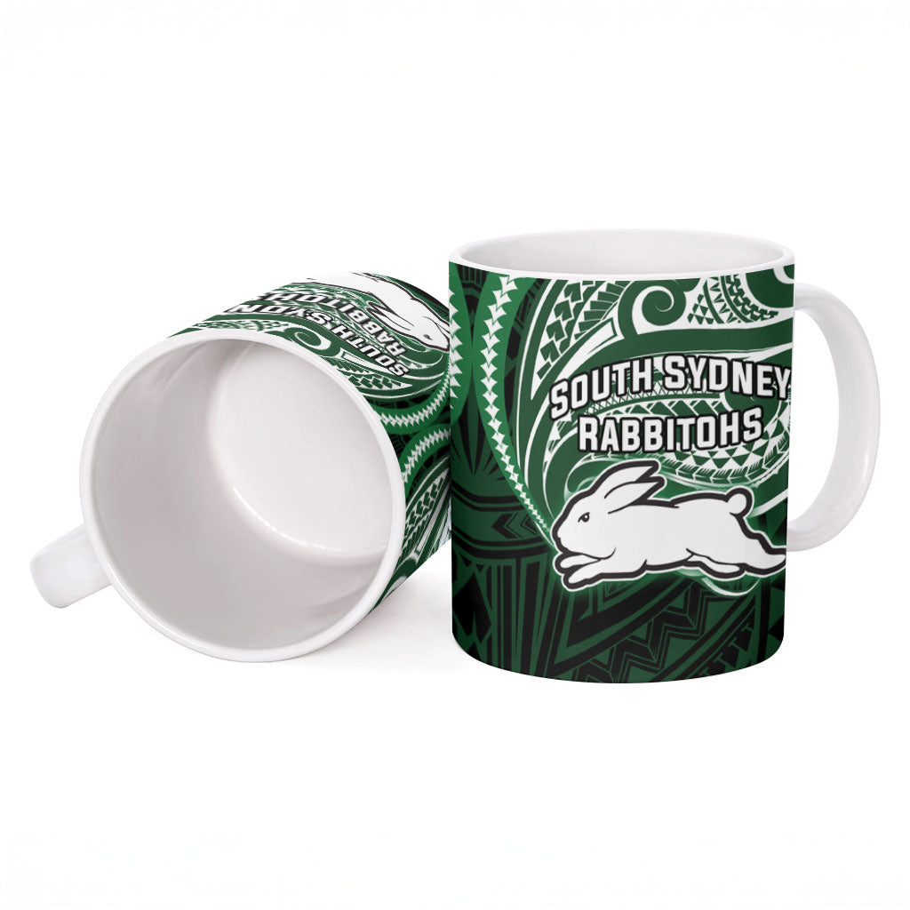 Custom South Sydney Rabbitohs Rugby Ceramic Mug Rabbit Warrior Polynesia Islander Rugby Mascot