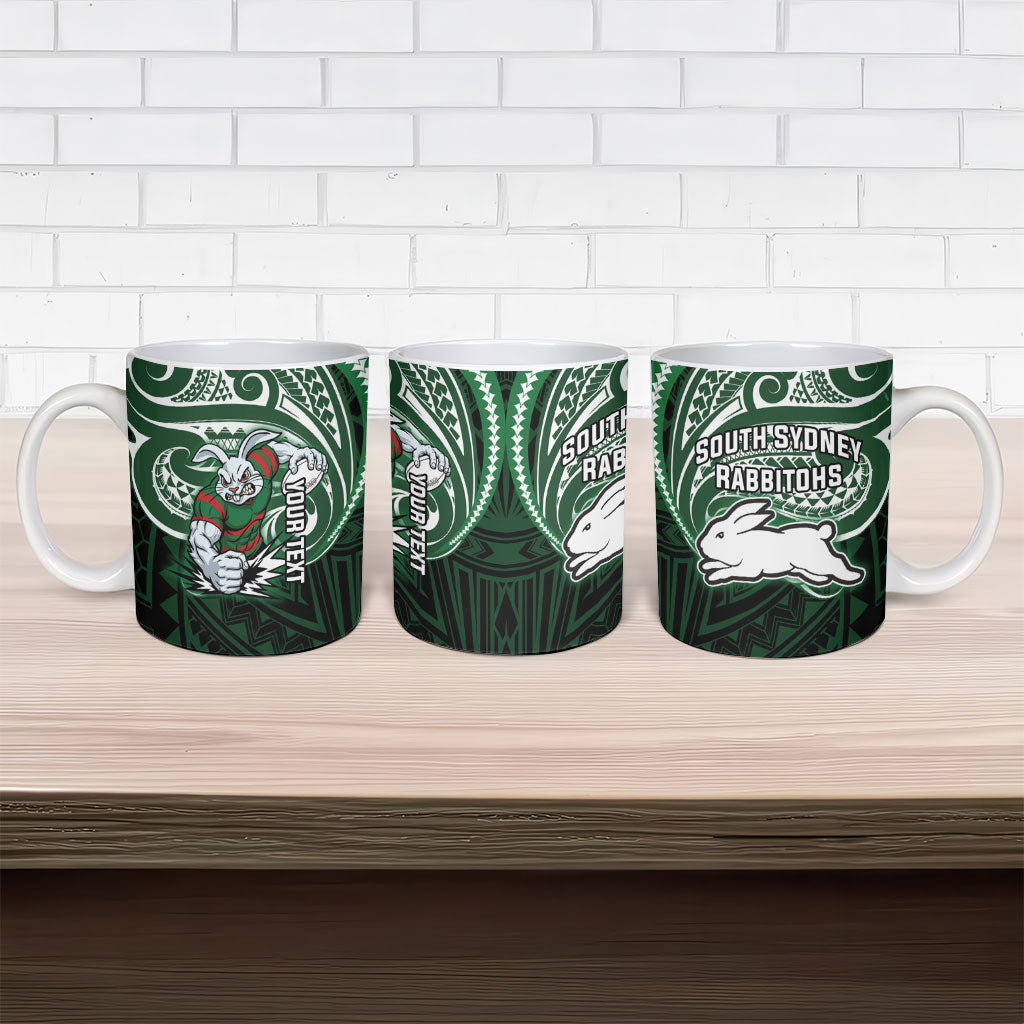 Custom South Sydney Rabbitohs Rugby Ceramic Mug Rabbit Warrior Polynesia Islander Rugby Mascot