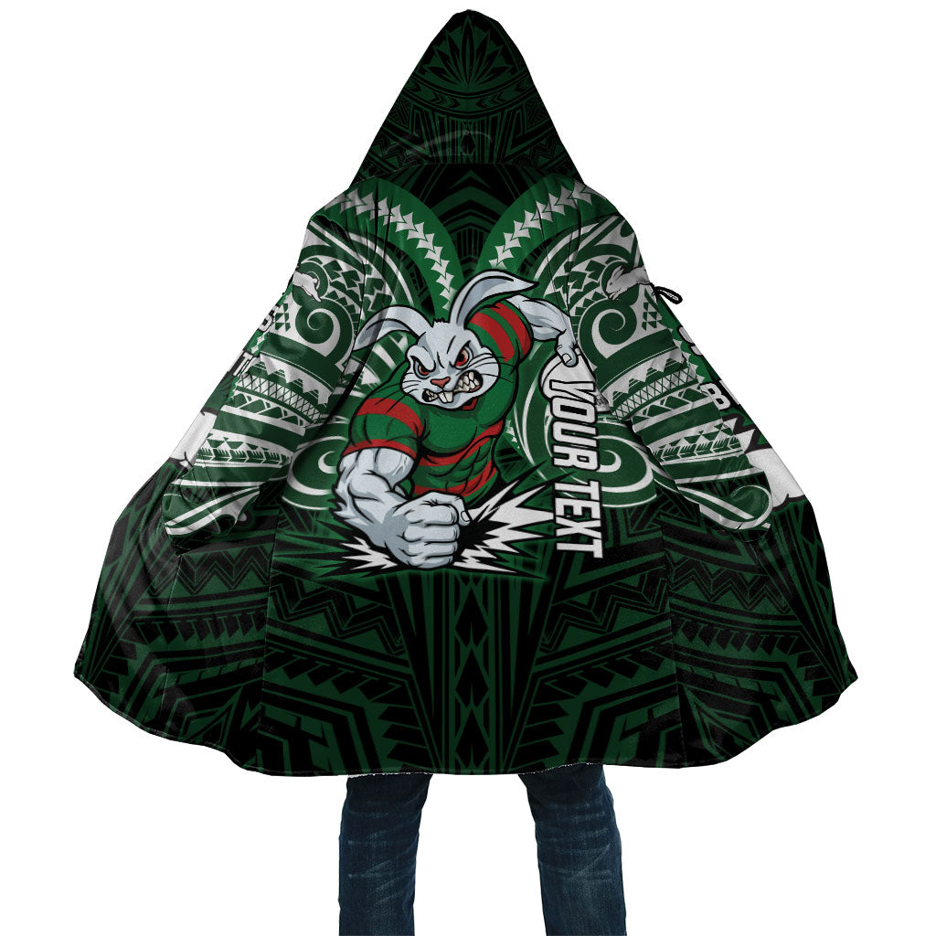 Custom South Sydney Rabbitohs Rugby Cloak Rabbit Warrior Polynesia Islander Rugby Mascot