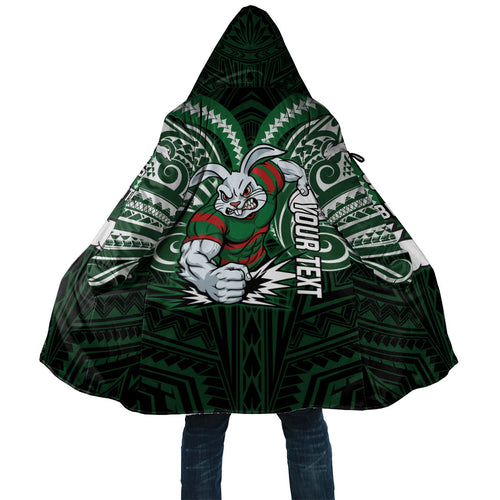 Custom South Sydney Rabbitohs Rugby Cloak Rabbit Warrior Polynesia Islander Rugby Mascot