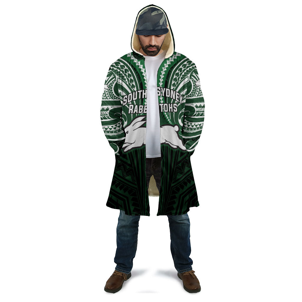 Custom South Sydney Rabbitohs Rugby Cloak Rabbit Warrior Polynesia Islander Rugby Mascot