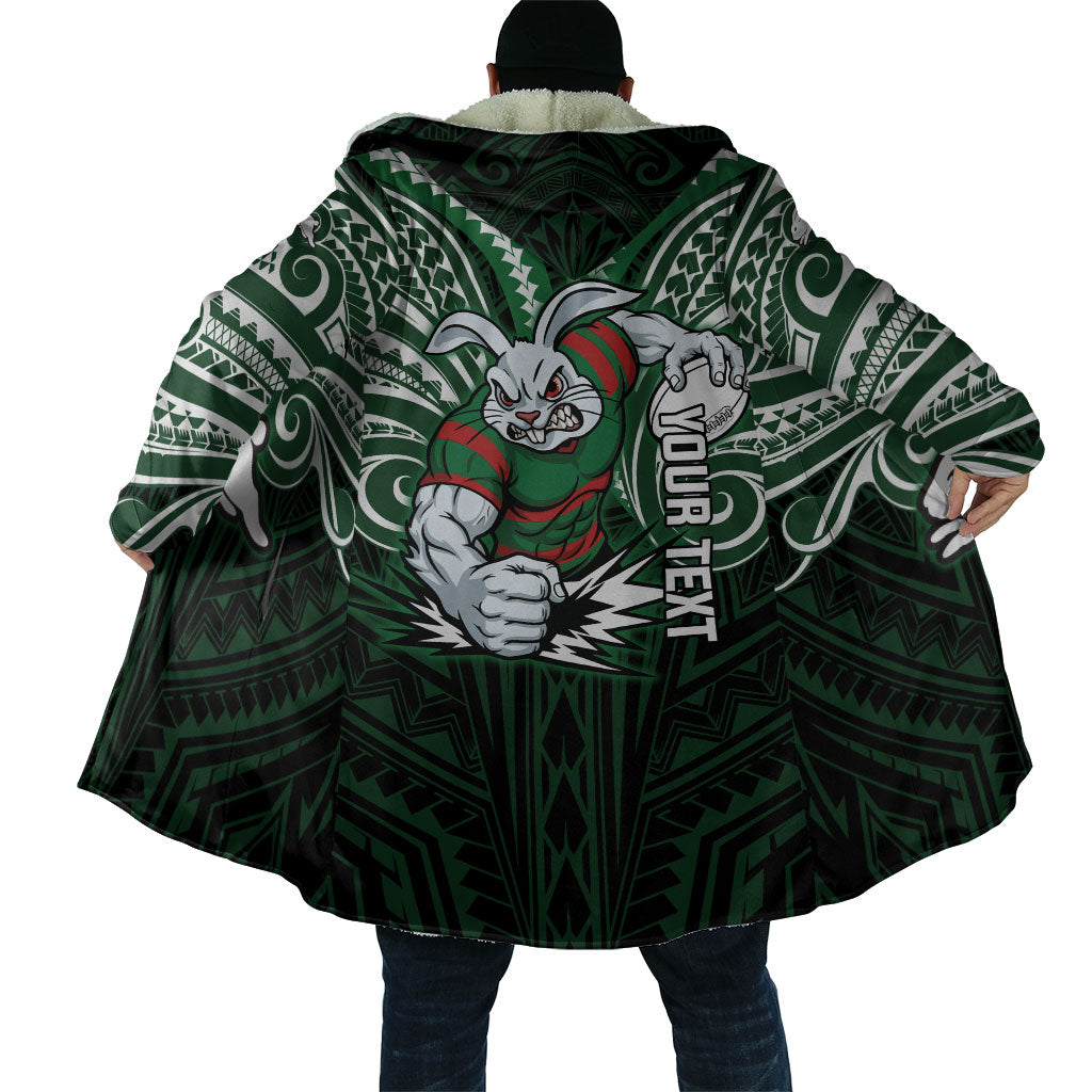 Custom South Sydney Rabbitohs Rugby Cloak Rabbit Warrior Polynesia Islander Rugby Mascot
