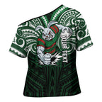 Custom South Sydney Rabbitohs Rugby Cross Shoulder Shirt Rabbit Warrior Polynesia Islander Rugby Mascot