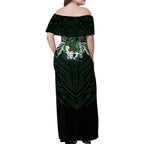 Custom South Sydney Rabbitohs Rugby Family Matching Off Shoulder Maxi Dress and Hawaiian Shirt Rabbit Warrior Polynesia Islander Rugby Mascot
