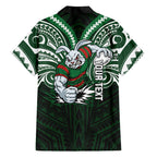 Custom South Sydney Rabbitohs Rugby Family Matching Puletasi and Hawaiian Shirt Rabbit Warrior Polynesia Islander Rugby Mascot