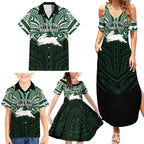 Custom South Sydney Rabbitohs Rugby Family Matching Summer Maxi Dress and Hawaiian Shirt Rabbit Warrior Polynesia Islander Rugby Mascot