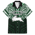 Custom South Sydney Rabbitohs Rugby Family Matching Summer Maxi Dress and Hawaiian Shirt Rabbit Warrior Polynesia Islander Rugby Mascot