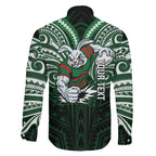 Custom South Sydney Rabbitohs Rugby Family Matching Summer Maxi Dress and Hawaiian Shirt Rabbit Warrior Polynesia Islander Rugby Mascot