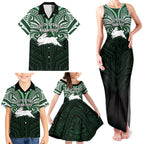 Custom South Sydney Rabbitohs Rugby Family Matching Tank Maxi Dress and Hawaiian Shirt Rabbit Warrior Polynesia Islander Rugby Mascot