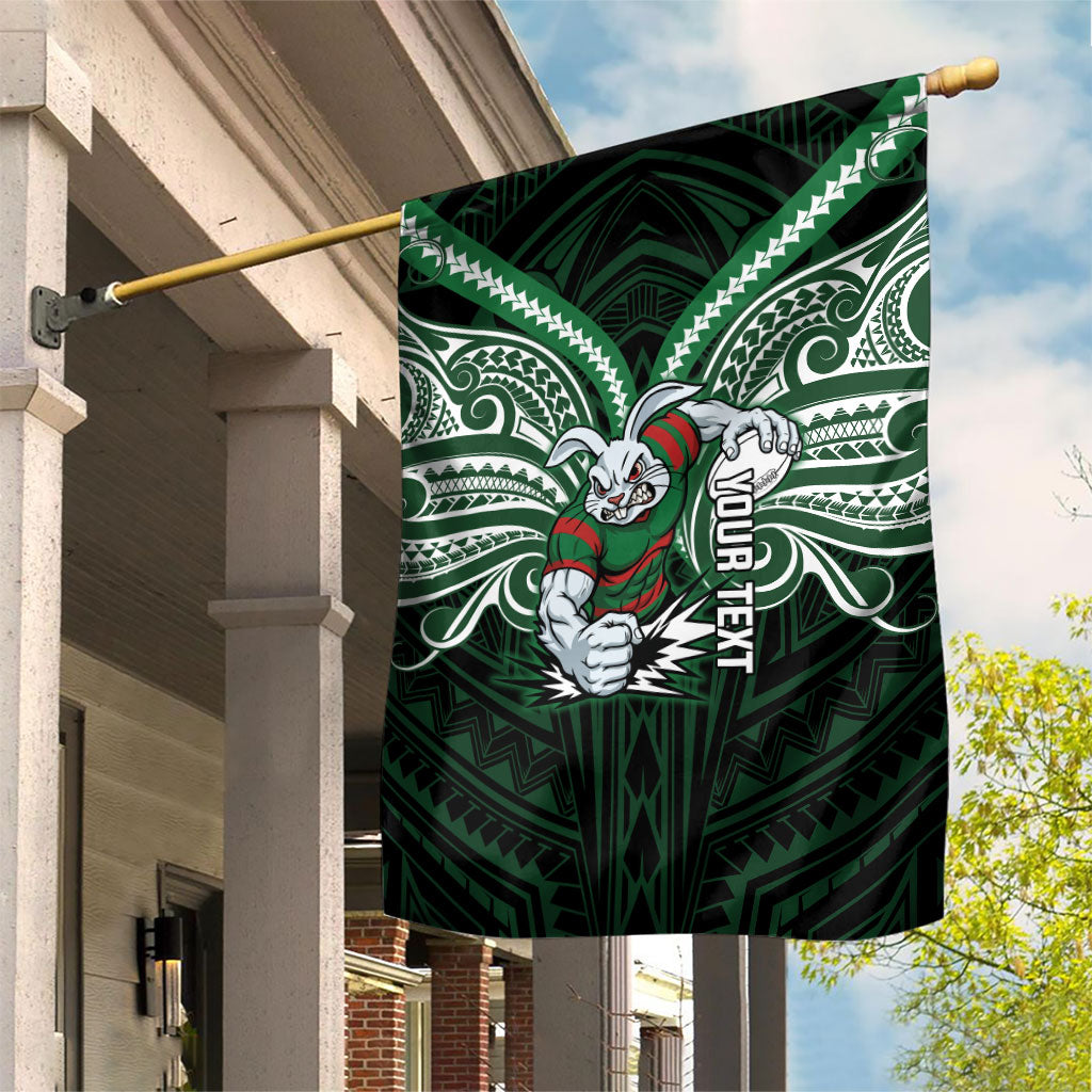 Custom South Sydney Rabbitohs Rugby Garden Flag Rabbit Warrior Polynesia Islander Rugby Mascot