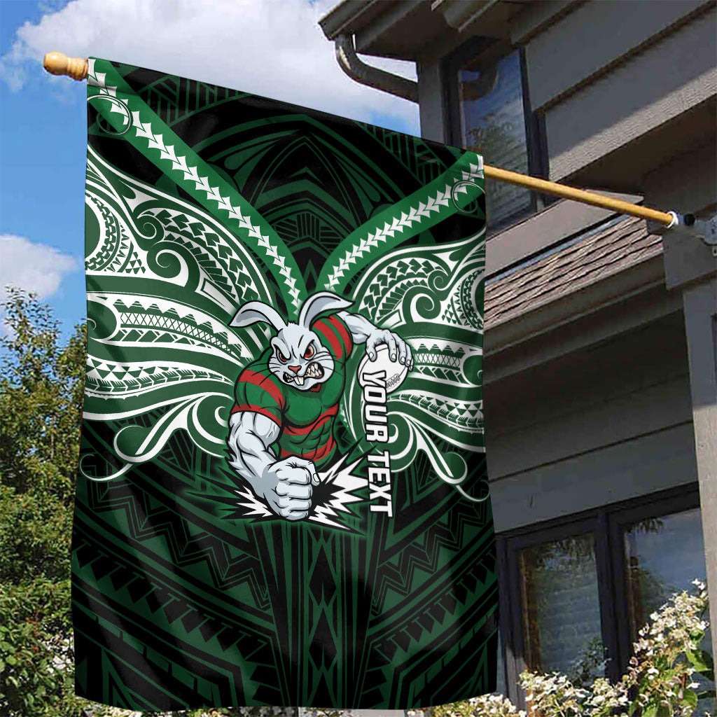 Custom South Sydney Rabbitohs Rugby Garden Flag Rabbit Warrior Polynesia Islander Rugby Mascot