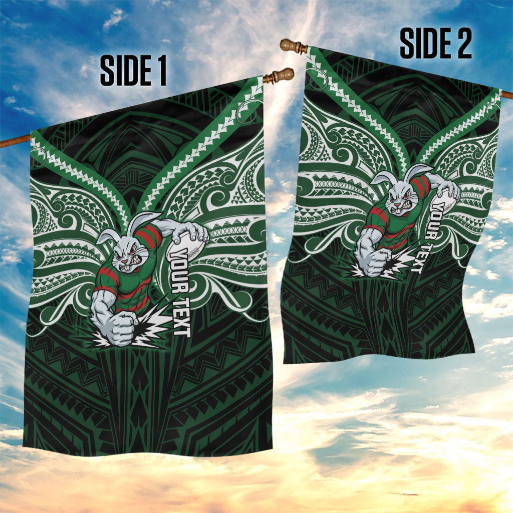 Custom South Sydney Rabbitohs Rugby Garden Flag Rabbit Warrior Polynesia Islander Rugby Mascot
