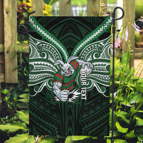 Custom South Sydney Rabbitohs Rugby Garden Flag Rabbit Warrior Polynesia Islander Rugby Mascot