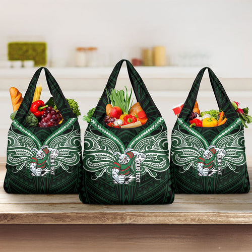 Custom South Sydney Rabbitohs Rugby Grocery Bag Rabbit Warrior Polynesia Islander Rugby Mascot