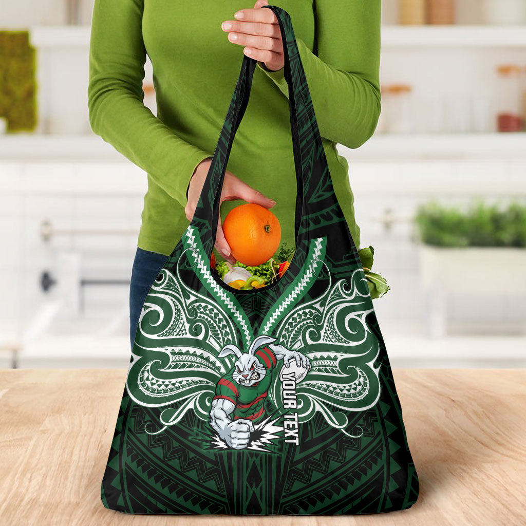 Custom South Sydney Rabbitohs Rugby Grocery Bag Rabbit Warrior Polynesia Islander Rugby Mascot