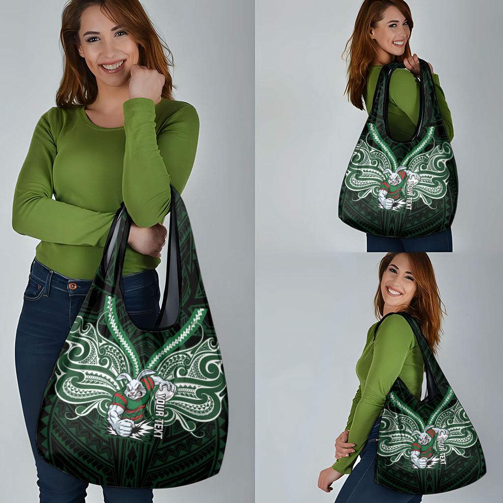 Custom South Sydney Rabbitohs Rugby Grocery Bag Rabbit Warrior Polynesia Islander Rugby Mascot