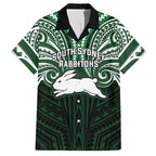 Custom South Sydney Rabbitohs Rugby Hawaiian Shirt Rabbit Warrior Polynesia Islander Rugby Mascot