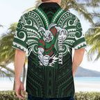 Custom South Sydney Rabbitohs Rugby Hawaiian Shirt Rabbit Warrior Polynesia Islander Rugby Mascot