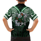 Custom South Sydney Rabbitohs Rugby Hawaiian Shirt Rabbit Warrior Polynesia Islander Rugby Mascot