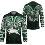 Custom South Sydney Rabbitohs Rugby Hockey Jersey Rabbit Warrior Polynesia Islander Rugby Mascot
