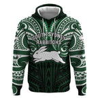 Custom South Sydney Rabbitohs Rugby Hoodie Rabbit Warrior Polynesia Islander Rugby Mascot