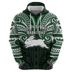 Custom South Sydney Rabbitohs Rugby Hoodie Rabbit Warrior Polynesia Islander Rugby Mascot
