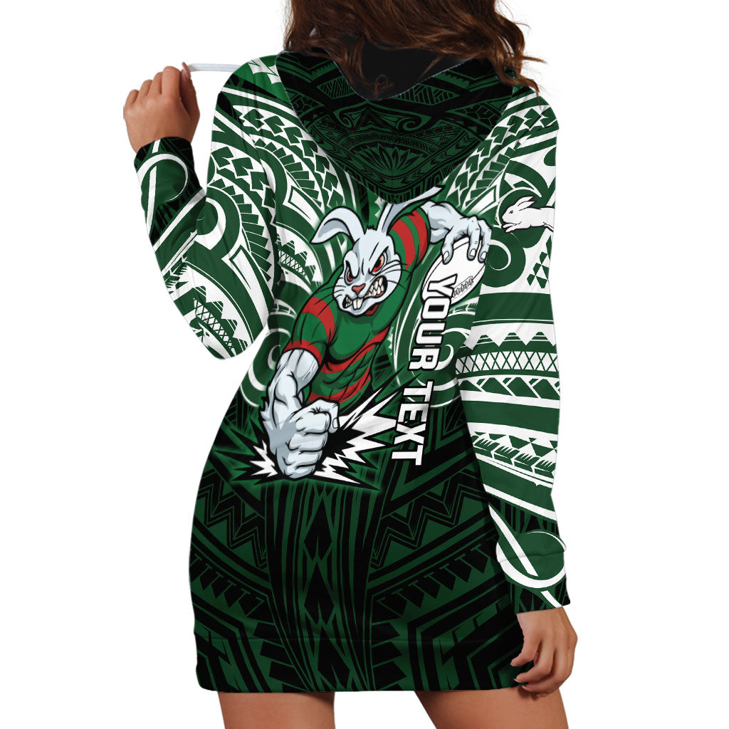 Custom South Sydney Rabbitohs Rugby Hoodie Dress Rabbit Warrior Polynesia Islander Rugby Mascot