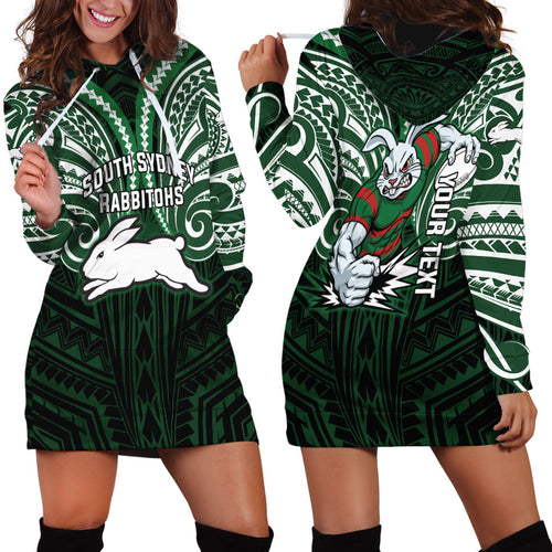 Custom South Sydney Rabbitohs Rugby Hoodie Dress Rabbit Warrior Polynesia Islander Rugby Mascot