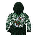 Custom South Sydney Rabbitohs Rugby Kid Hoodie Rabbit Warrior Polynesia Islander Rugby Mascot