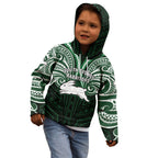 Custom South Sydney Rabbitohs Rugby Kid Hoodie Rabbit Warrior Polynesia Islander Rugby Mascot