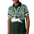 Custom South Sydney Rabbitohs Rugby Kid Polo Shirt Rabbit Warrior Polynesia Islander Rugby Mascot