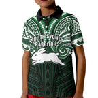 Custom South Sydney Rabbitohs Rugby Kid Polo Shirt Rabbit Warrior Polynesia Islander Rugby Mascot