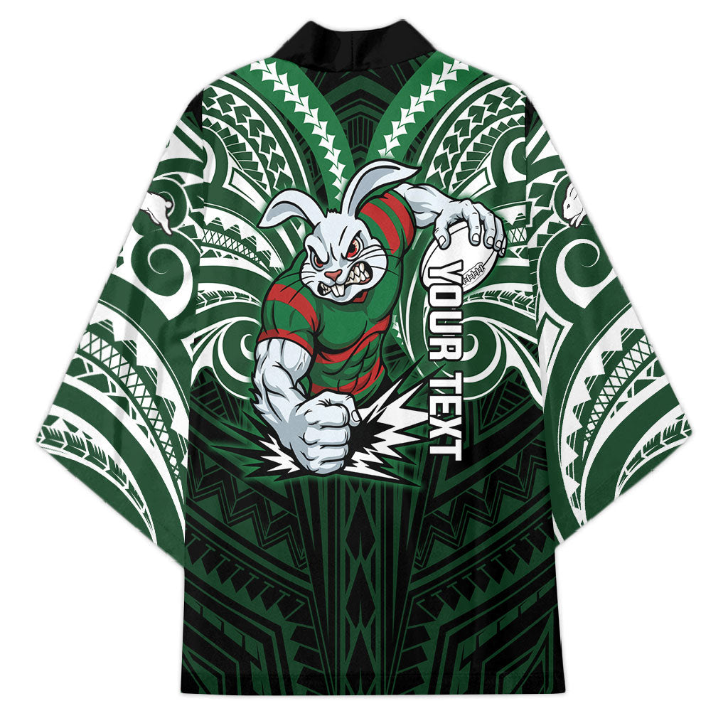 Custom South Sydney Rabbitohs Rugby Kimono Rabbit Warrior Polynesia Islander Rugby Mascot