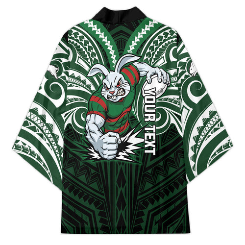 Custom South Sydney Rabbitohs Rugby Kimono Rabbit Warrior Polynesia Islander Rugby Mascot