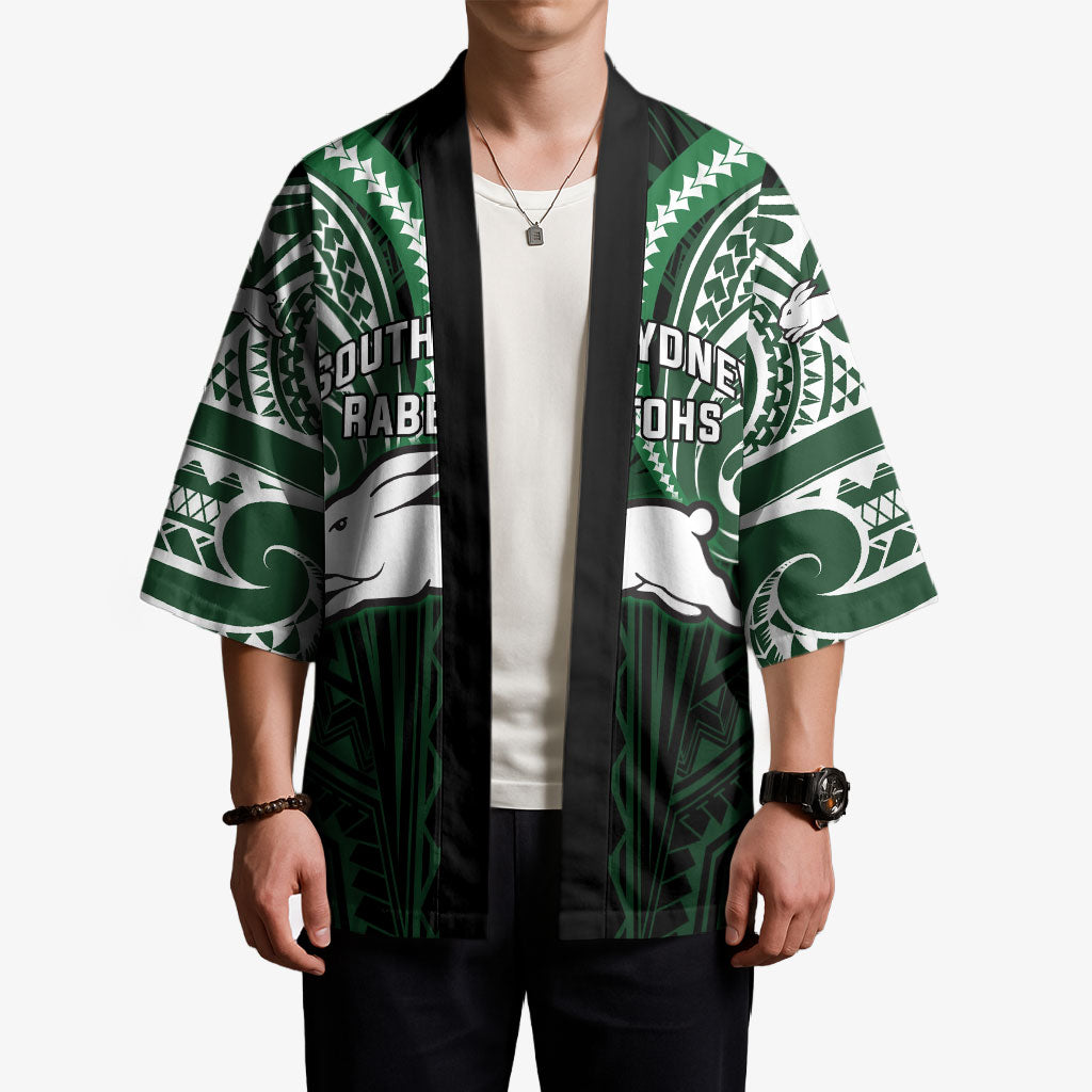 Custom South Sydney Rabbitohs Rugby Kimono Rabbit Warrior Polynesia Islander Rugby Mascot