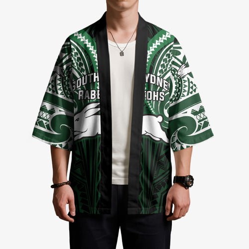Custom South Sydney Rabbitohs Rugby Kimono Rabbit Warrior Polynesia Islander Rugby Mascot