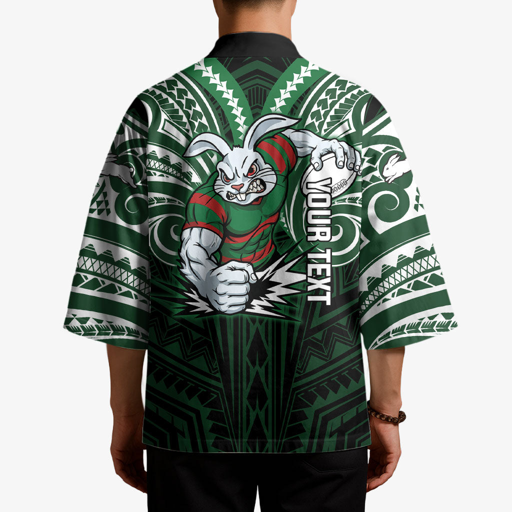 Custom South Sydney Rabbitohs Rugby Kimono Rabbit Warrior Polynesia Islander Rugby Mascot