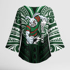Custom South Sydney Rabbitohs Rugby Kimono Sleeve Blouse Rabbit Warrior Polynesia Islander Rugby Mascot