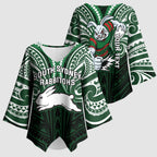 Custom South Sydney Rabbitohs Rugby Kimono Sleeve Blouse Rabbit Warrior Polynesia Islander Rugby Mascot