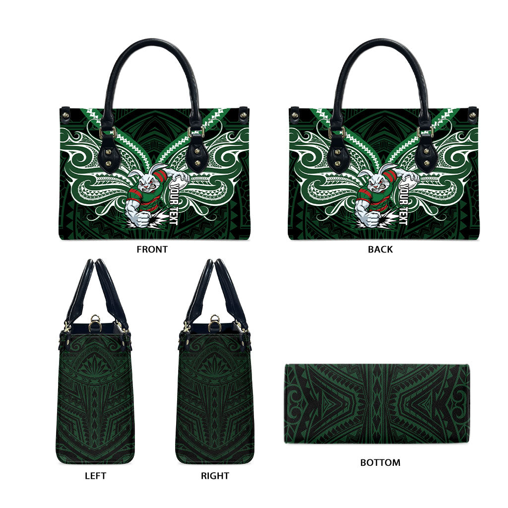 Custom South Sydney Rabbitohs Rugby Leather Bag Rabbit Warrior Polynesia Islander Rugby Mascot