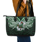 Custom South Sydney Rabbitohs Rugby Leather Tote Bag Rabbit Warrior Polynesia Islander Rugby Mascot
