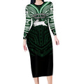 Custom South Sydney Rabbitohs Rugby Long Sleeve Bodycon Dress Rabbit Warrior Polynesia Islander Rugby Mascot