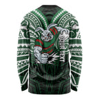 Custom South Sydney Rabbitohs Rugby Long Sleeve Shirt Rabbit Warrior Polynesia Islander Rugby Mascot