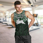 Custom South Sydney Rabbitohs Rugby Men Tank Top Rabbit Warrior Polynesia Islander Rugby Mascot