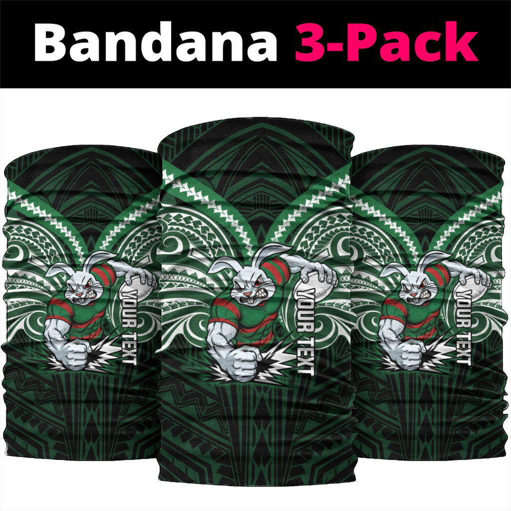 Custom South Sydney Rabbitohs Rugby Neck Gaiter Rabbit Warrior Polynesia Islander Rugby Mascot